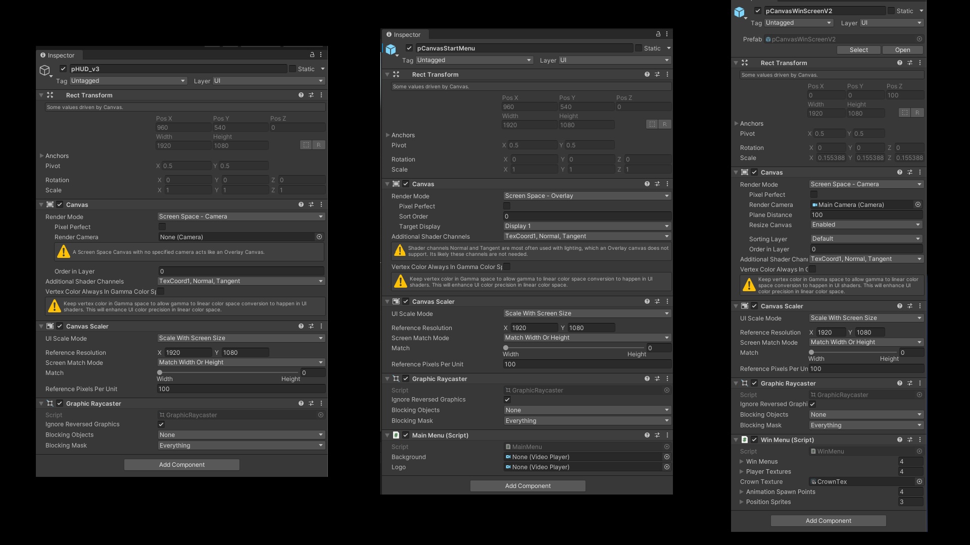 Unity canvas settings configuration