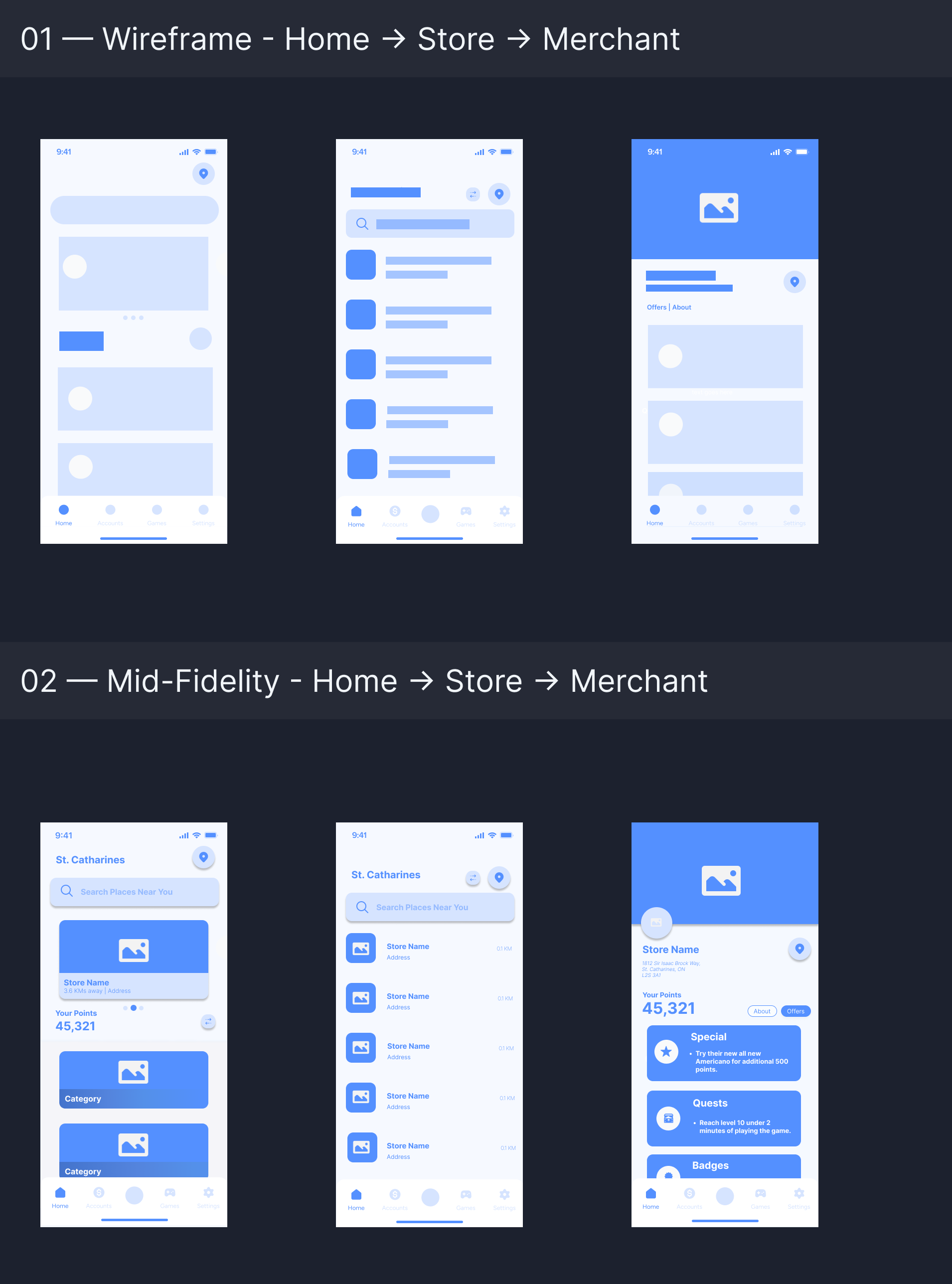 Tahpin iOS low-fidelity wireframes to mid-fidelity mockups